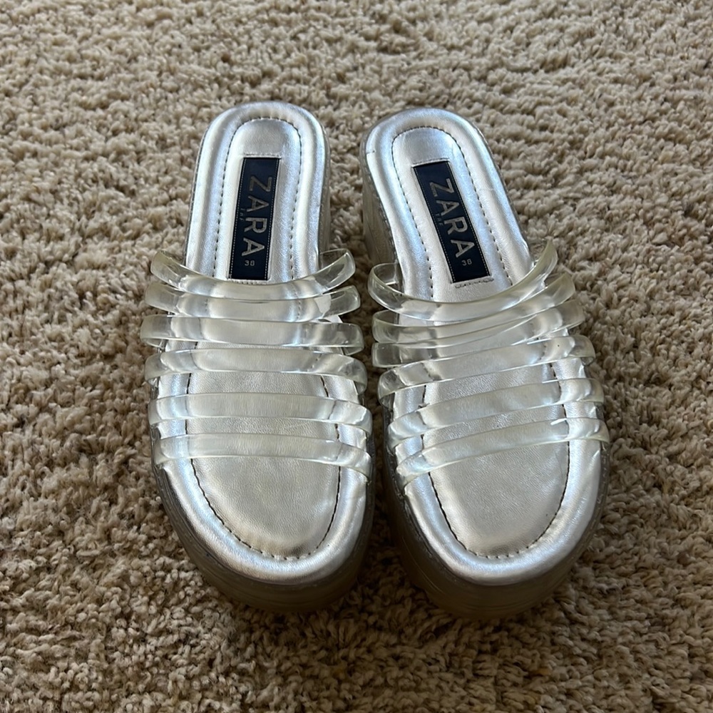 Lightly worn Clear Zara Platform heels